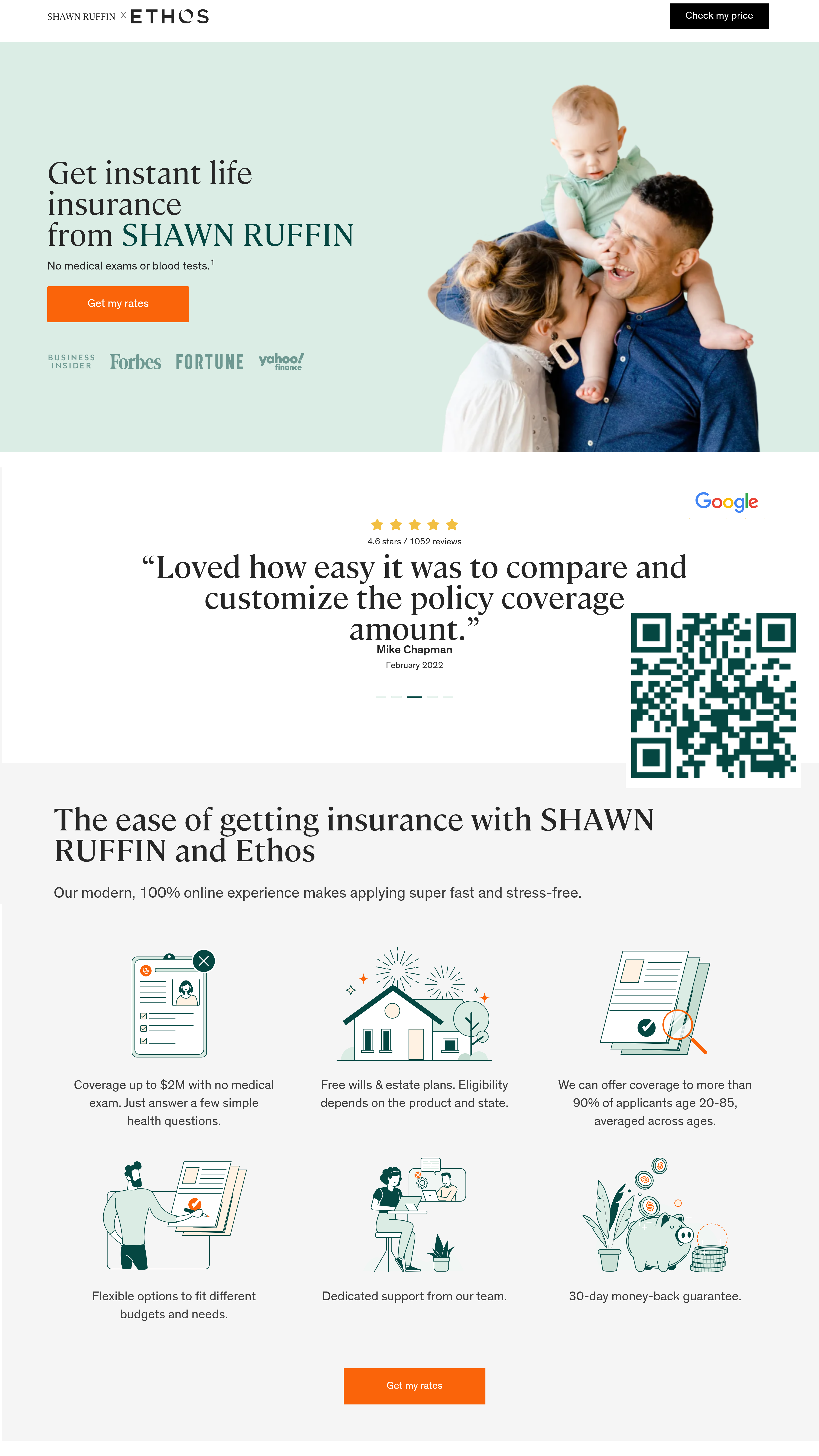 Ethos Life Insurance Landing Page